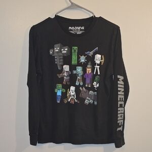 **4/$20 TEES**Minecraft Black Long Sleeve Kids Large Tee LOT N